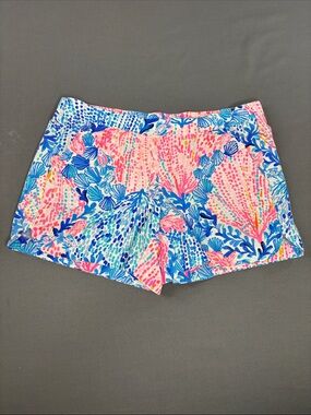 Lilly Pulitzer Ocean View Shorts Womens Small Sway with Me Stretch Waist Blue 4”